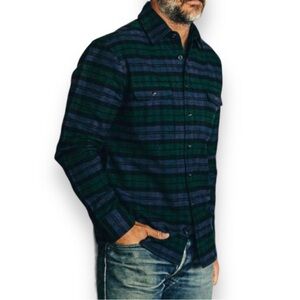 Taylor Stitch Yosemite Thick Flannel Shirt Blackwatch Plaid Flap Chest Pockets L